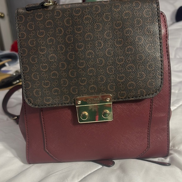 Guess Burgundy and Brown Backpack - Picture 1 of 9